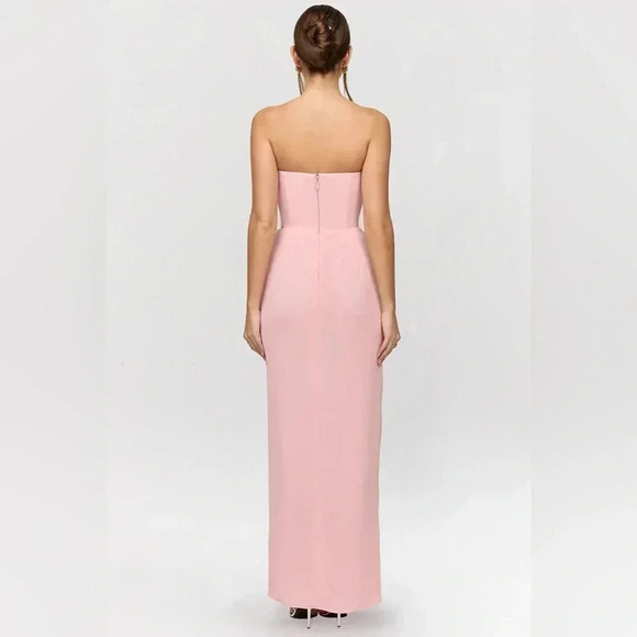 House of CB Adrienne Pink Quartz Georgette Strapless Gown Maxi - Picture 2 of 7